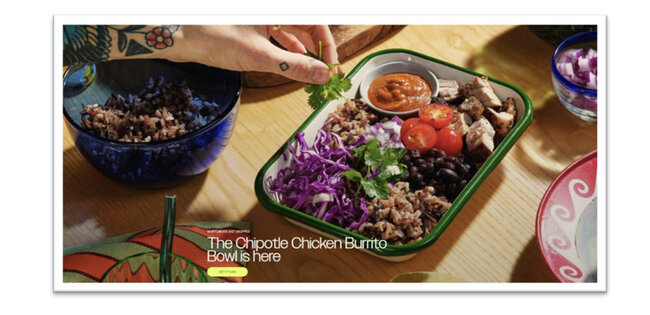 Ad for Sweetgreen's controversial Chipotle Chicken Burrito Bowl menu addition.