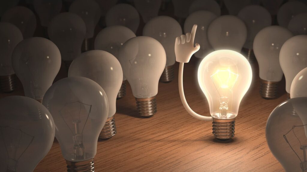 personified light bulb with an idea